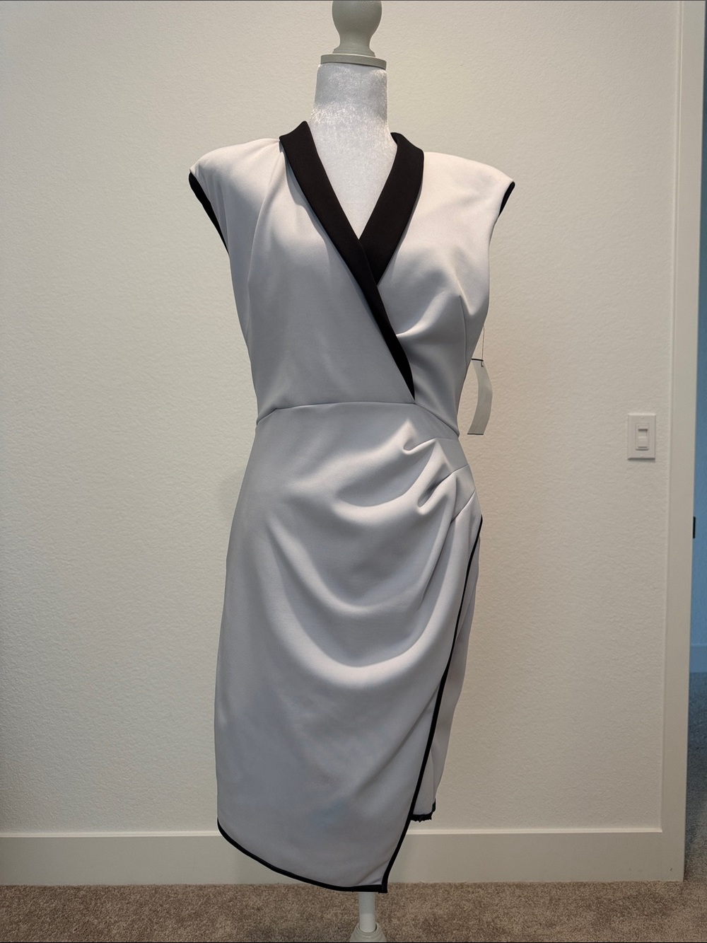ABS Allen Schwartz White Dress with Black Trim